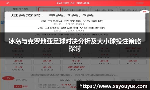 冰岛与克罗地亚足球对决分析及大小球投注策略探讨